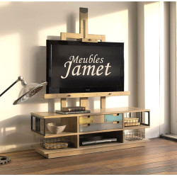 Meuble TV Chevalet chêne et métal