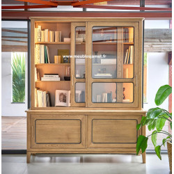 Meuble vaisselier 2 portes coulissantes vitrées