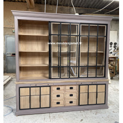 Meuble Vaisselier Style Industriel 6 portes coulissantes