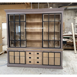 Meuble Vaisselier Style Industriel 6 portes coulissantes