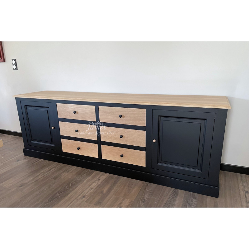 Meuble bas 4 portes style contemporain en chêne