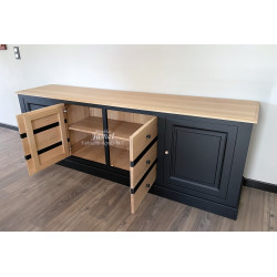 Meuble bas 4 portes style contemporain en chêne