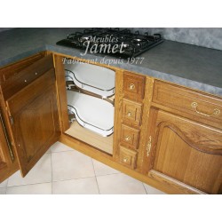Cuisine rustique en bois angle droit - MEUBLES JAMET