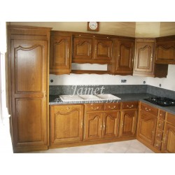 Cuisine rustique en bois angle droit - MEUBLES JAMET